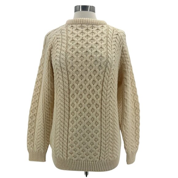 Vintage Carraig Donn Womens Large Sweater Wool Cable Knit Ivory Long Sleeve